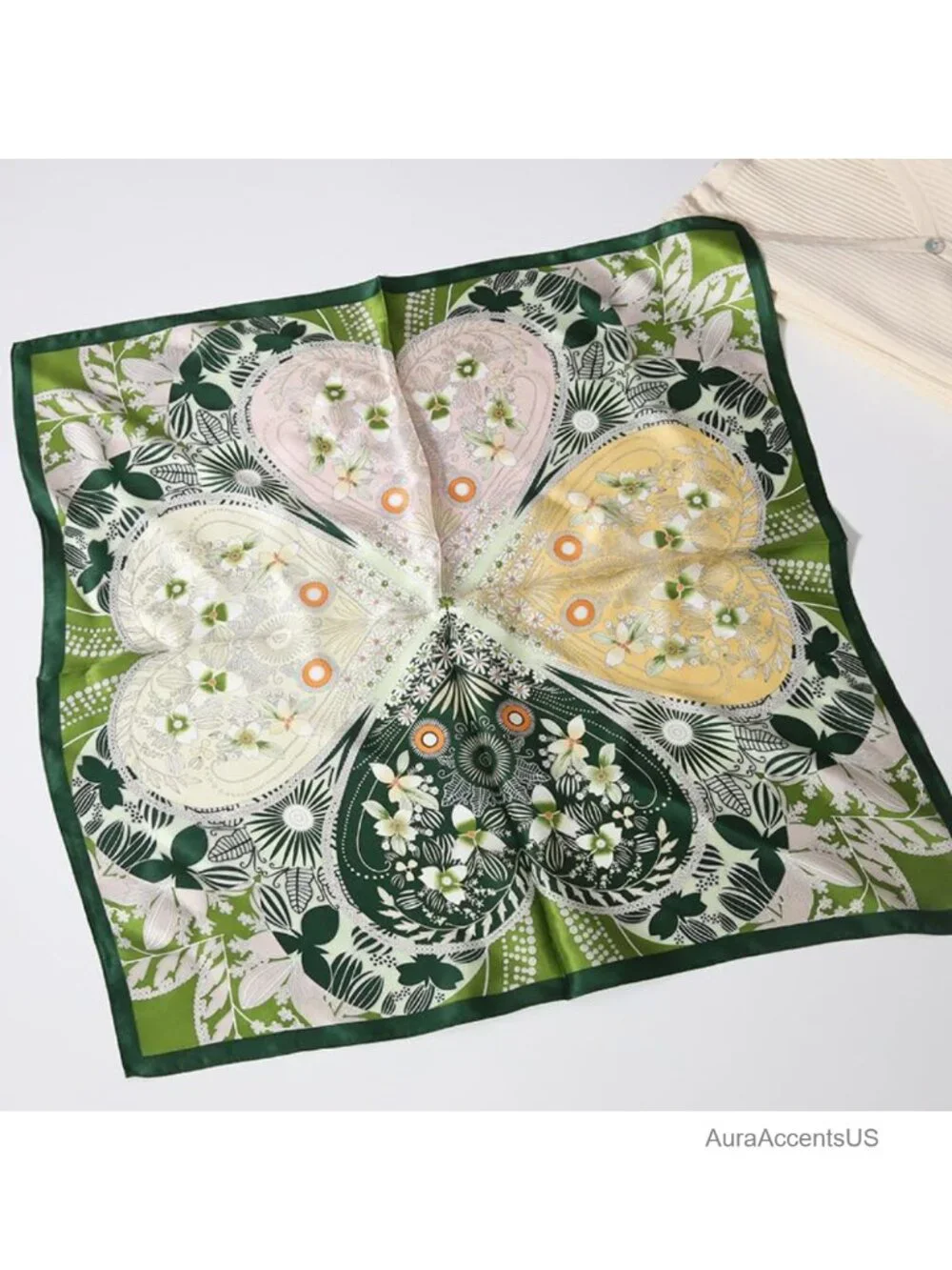 100% Mulberry Silk Neck Scarf 21x21 Lightweight Neckerchief Square Digital Print